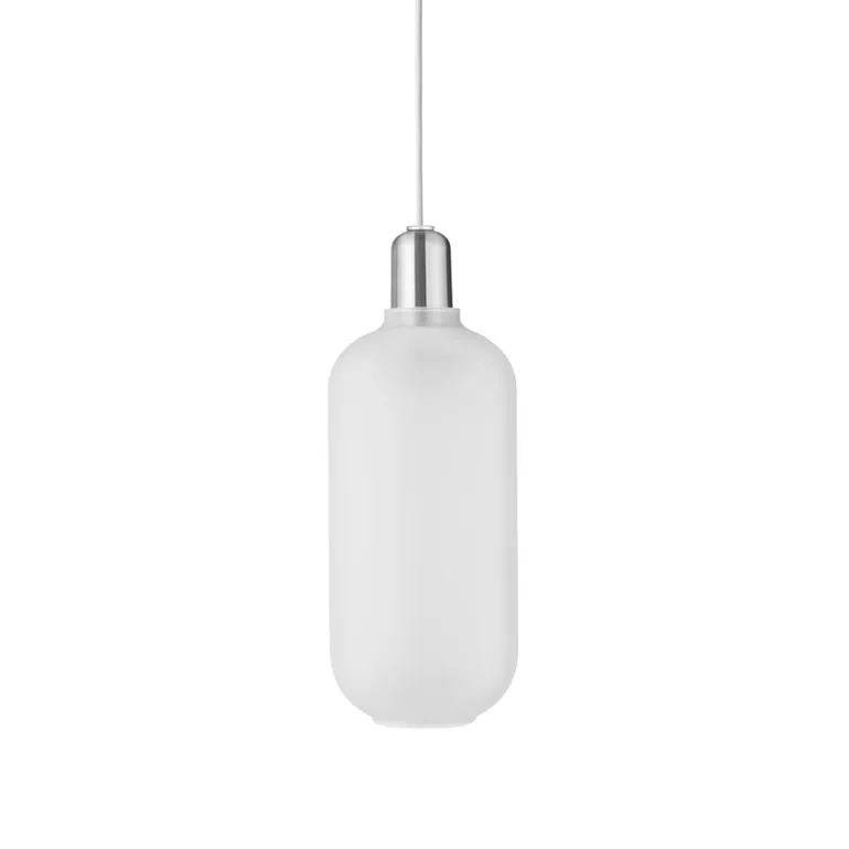 Amp pendel - Stor, Mat hvid/Sølv