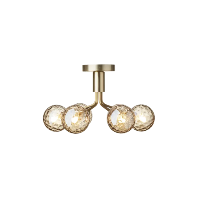 Apiales 6 loftlampe, børstet messing/optic guld glas