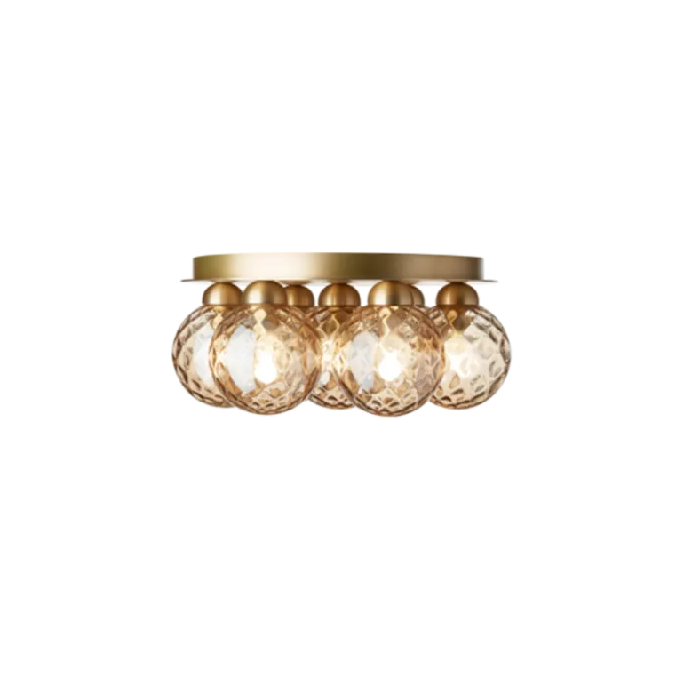 Apiales 7 loftlampe, børstet messing/guld glas