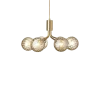 Apiales 6 lysekrone, børstet messing/optic guld glas