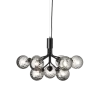 Apiales 9 lysekrone, satin sort/optic smoked glas