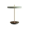 Asteria bordlampe m/USB, olive grøn/messing
