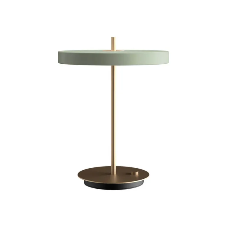 Asteria bordlampe m/USB, olive grøn/messing