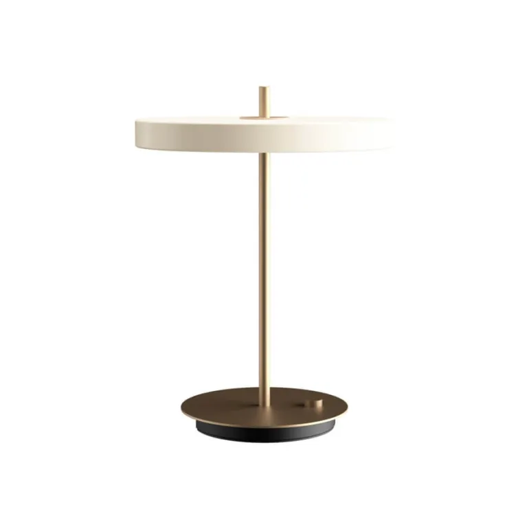 Asteria bordlampe m/USB, pearl hvid/messing