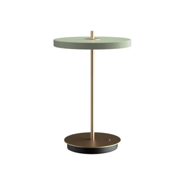 Asteria Move batteri-/bordlampe, olive grøn/messing