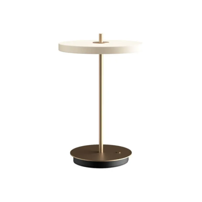 Asteria Move batteri-/bordlampe, pearl hvid/messing