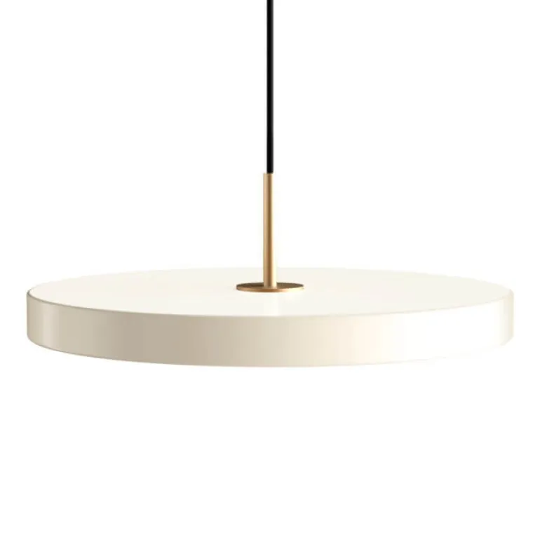 Asteria Plus medium pendel, pearl hvid/messing