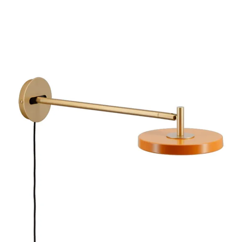 Asteria væglampe lang, orange/messing
