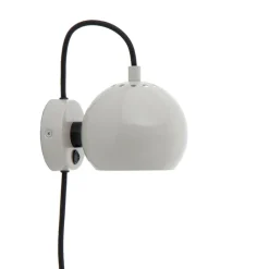 Ball væglampe, blank pale grey