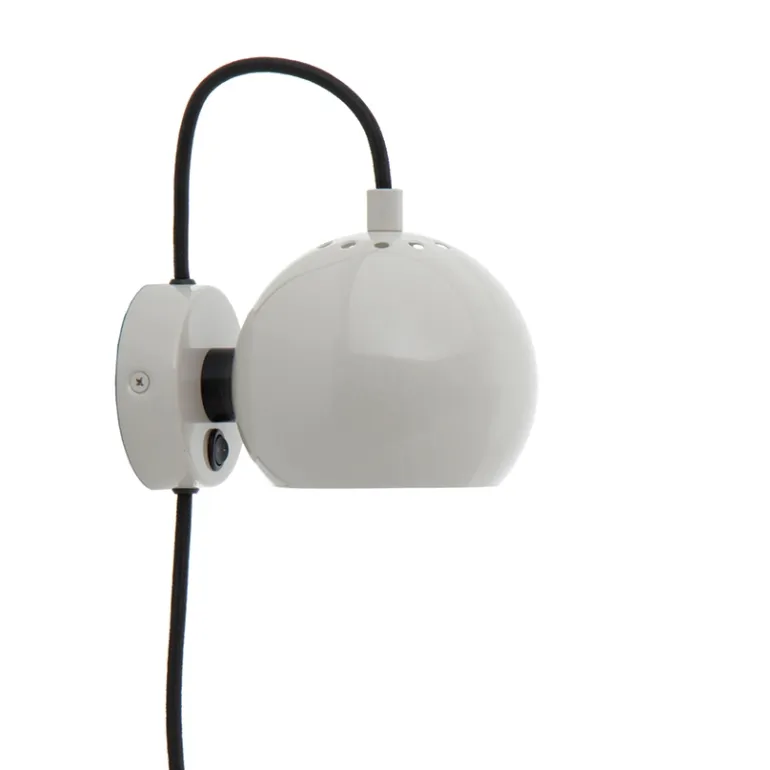 Ball væglampe, blank pale grey