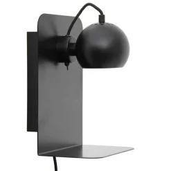 Ball væglampe m/USB, mat sort