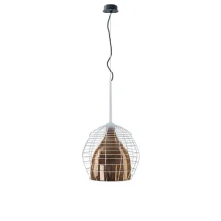 Cage pendel Large, hvid/bronze