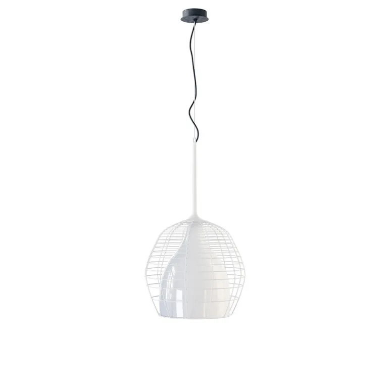 Cage Pendel Large, Hvid/Hvid