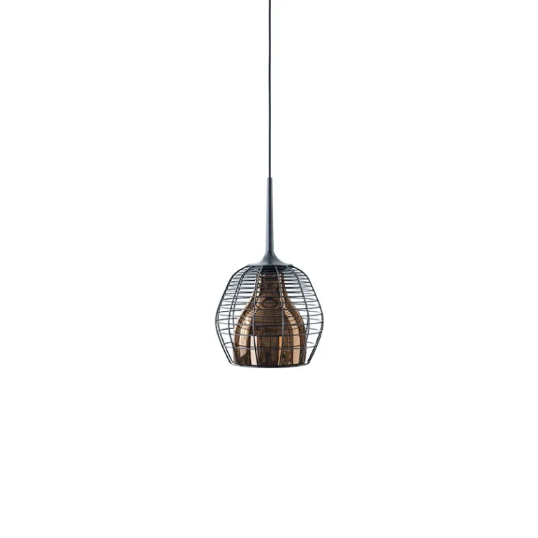 Cage Pendel small, Sort/Bronze