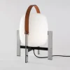 CESTA METÁLICA bordlampe m. læderhåndtag