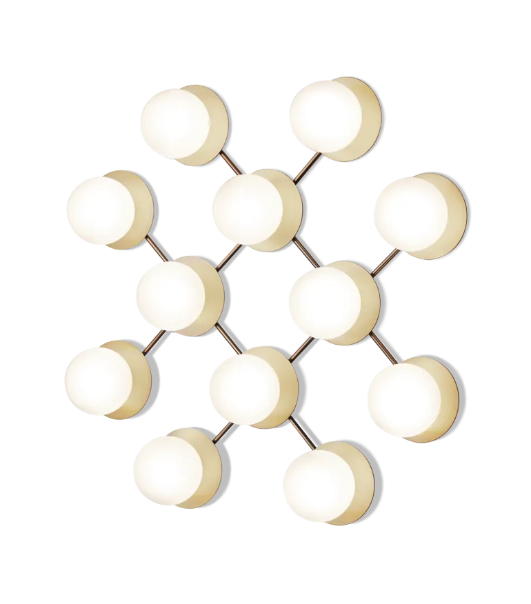 Liila 12 væglampe / loftlampe, nordic guld/opal