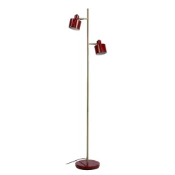 Ocean gulvlampe, mørkerød/messing