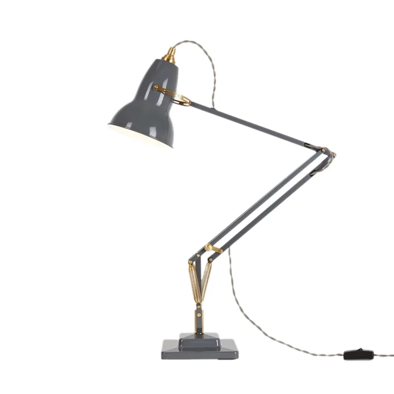 Original 1227 bordlampe, messing/grå