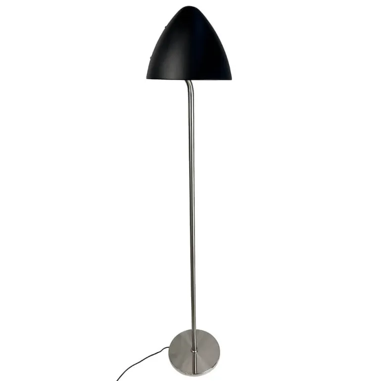 Oulu gulvlampe, sort/børstet stål