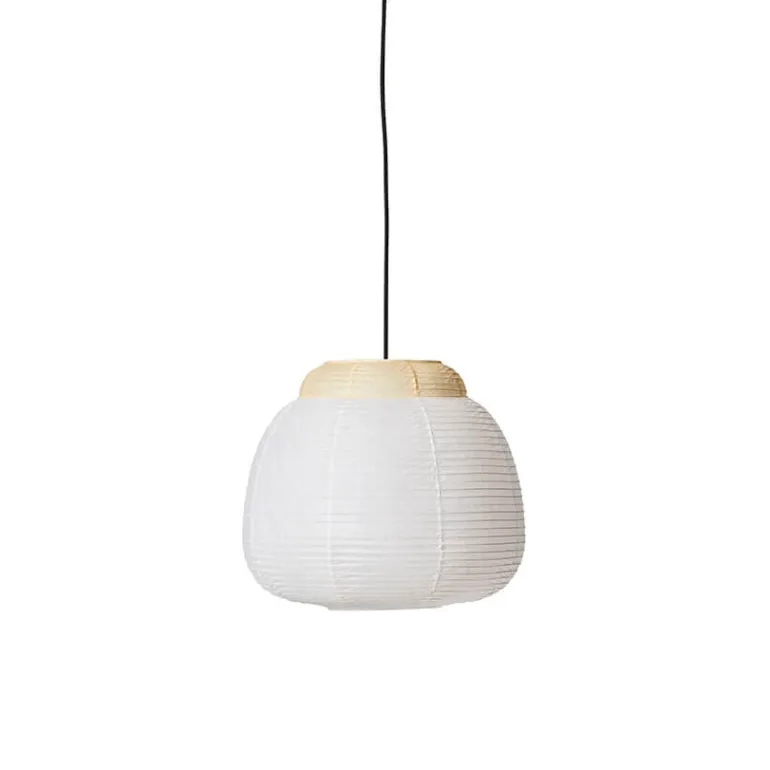 Papier single pendel Ø40, hvid/gul