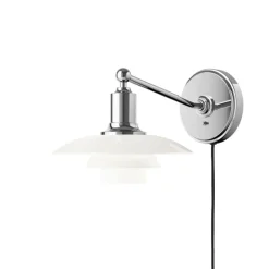 PH 2/1 væglampe m/ledning, hvid opal