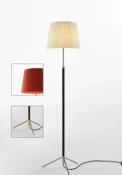 Pie de salón Gulvlampe G3 rød/messing