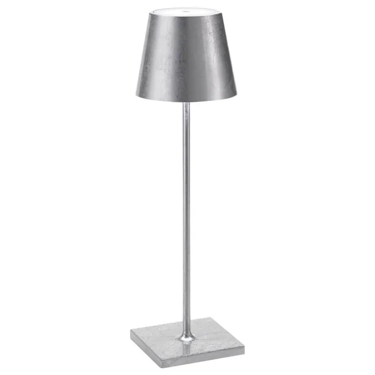 Poldina batterilampe / bordlampe, antik sølv