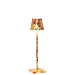 Poldina micro batterilampe / bordlampe, rød/antik guld