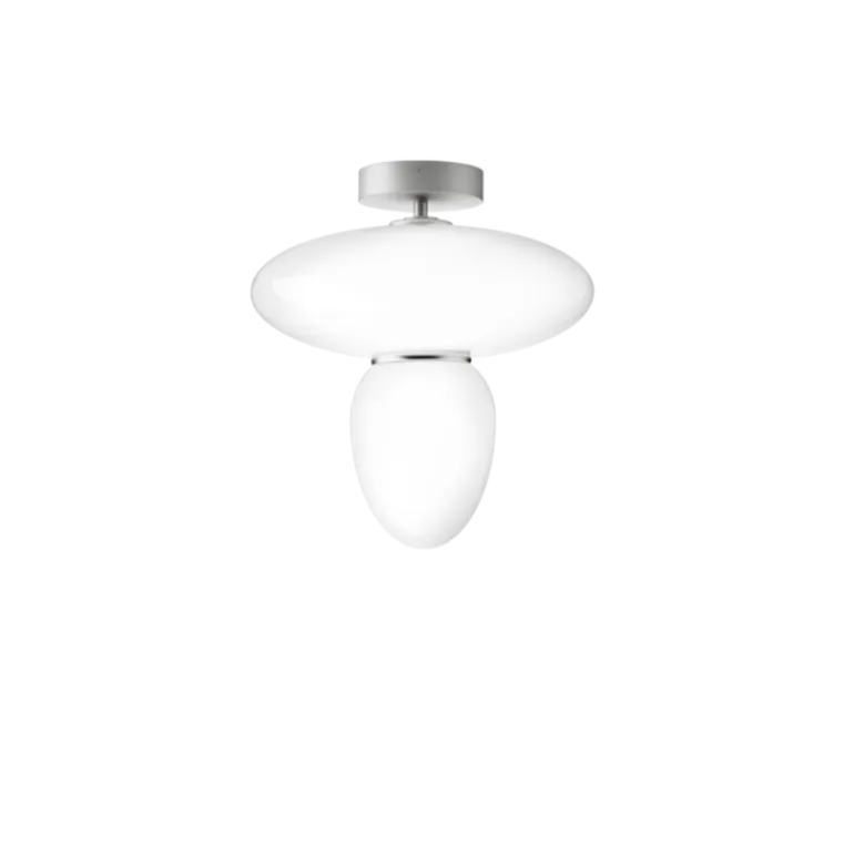 Rizzatto 42 loftlampe, satin sølv/opal